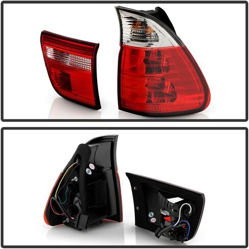 AKKON - For 00-06 BMW E53 X5 SUV أحمر واضح خلفي الذيل ضوء مصابيح الفرامل 4 قطعة زوج بديل يسار + يمين in Saudi Arabia