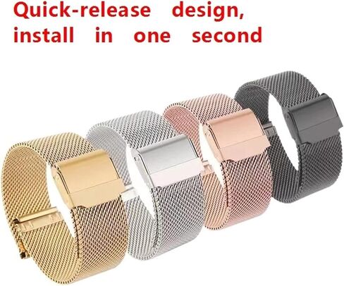 Stainless Steel Braided Strap 18mm Universal Quick Release Mesh Metal Wristband(Rose gold,23mm) in Kuwait