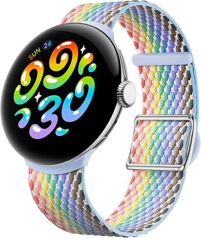 حزام Google Pixel Watch المنسوج - متوافق مع ساعات Pixel Watch 1 و2 و3 و4 مقاس 41 ملم - قوس قزح in Saudi Arabia