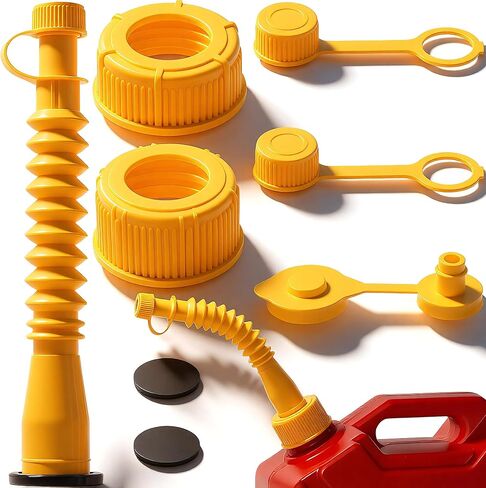 1 Kit Gas Can Spout Replacement Set, Flexible and Retractable Nozzle, Durable Anti-Spill with Screw Collar Caps, Spout Cover, Base Cap, Fit for 1/2/5/10 Gallon Gas Can(Yellow) in Saudi Arabia