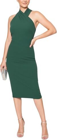 RACHEL Rachel Roy Womens Harland Elegant Sleeveless Halter Bodycon Midi Cocktail Party Dress in Saudi Arabia