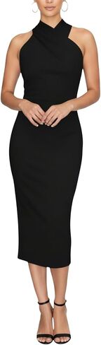 RACHEL Rachel Roy Womens Harland Elegant Sleeveless Halter Bodycon Midi Cocktail Party Dress in Saudi Arabia