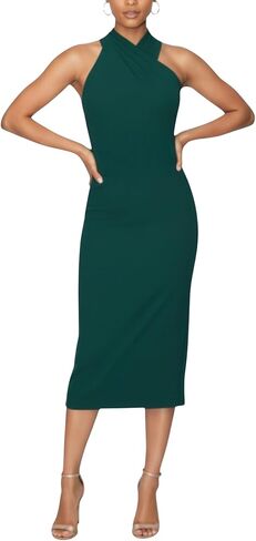 RACHEL Rachel Roy Womens Harland Elegant Sleeveless Halter Bodycon Midi Cocktail Party Dress in Saudi Arabia