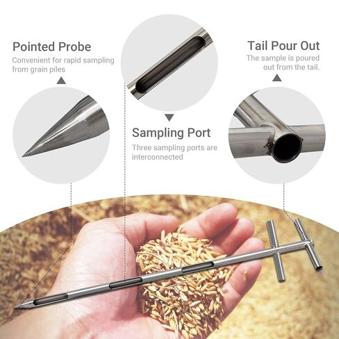 Powder Sampler, Stainless Steel Three Zone Grain Probe Sampler, 39 in. Length x 1 in (3slots) in Saudi Arabia