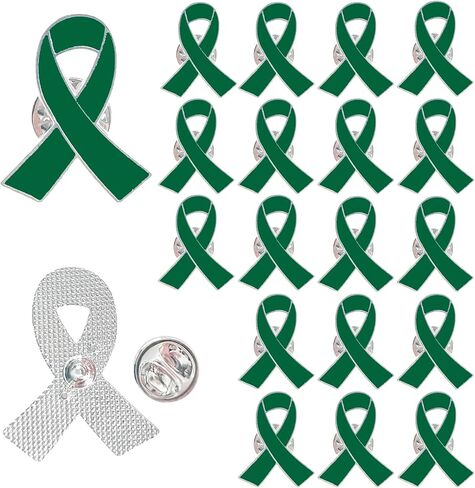Green Ribbon Awareness Pin 20 Pcs Mental Health Awareness Brooch Hope Enamel Lapel Pins in Saudi Arabia