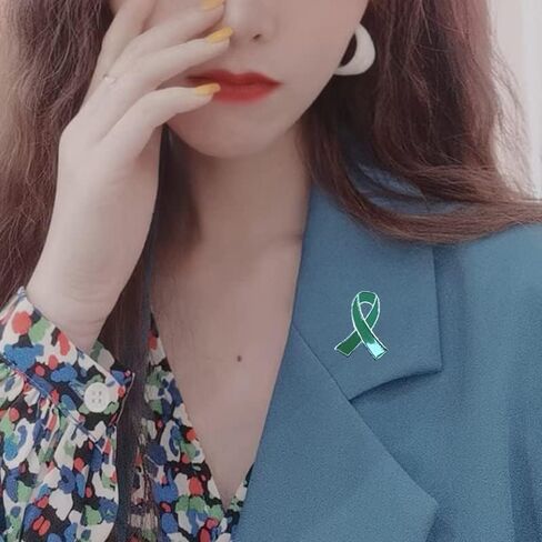 Green Ribbon Awareness Pin 20 Pcs Mental Health Awareness Brooch Hope Enamel Lapel Pins in Saudi Arabia