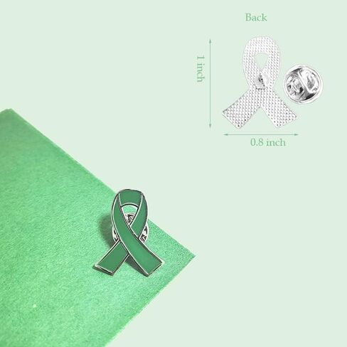 Green Ribbon Awareness Pin 20 Pcs Mental Health Awareness Brooch Hope Enamel Lapel Pins in Saudi Arabia