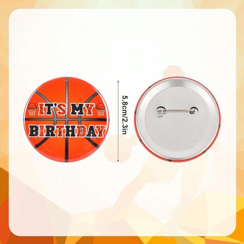 Basketball It’s My Birthday Pin, 2.3in/5.8cm Basketball Theme Happy Birthday Pin Badge Button Party Supplies for Celebration in Saudi Arabia