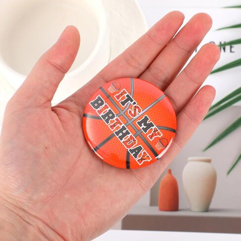 Basketball It’s My Birthday Pin, 2.3in/5.8cm Basketball Theme Happy Birthday Pin Badge Button Party Supplies for Celebration in Saudi Arabia