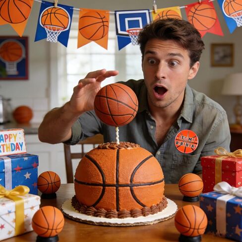 Basketball It’s My Birthday Pin, 2.3in/5.8cm Basketball Theme Happy Birthday Pin Badge Button Party Supplies for Celebration in Saudi Arabia