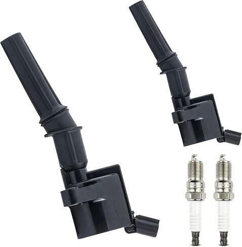 قطعتان من ملف الإشعال قطعتان من شمعات الإشعال إيريديوم متوافقة مع السلسلة E F-150/250/350/450/550 Super Duty F53 Expedition Excursion Victoria Mustang Navigator Town Car Grand 4.6L 5.4L V8 6.8L V10 in Saudi Arabia