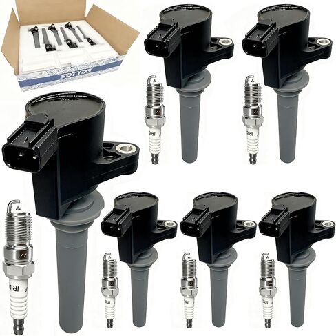 Set of 6 Ignition Coil Pack Spark Plugs compatible with 2001-2008 Ford Escape/500/Freestyles/Taurus Mazda Tribute Mercury Mariner/Montego/Sable 3.0L V6 Replaces DG513 DG500 1L8E12A366AA in Saudi Arabia