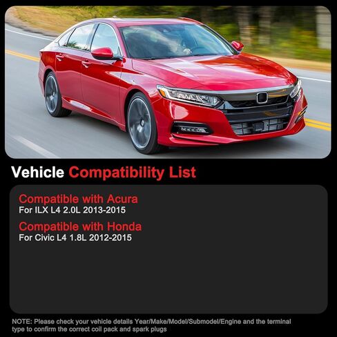 UF672 حزمة ملف الإشعال شمعات الإشعال تناسب Honda Civic L4 1.8L 12–15، تناسب Acura ILX L4 2.0L 2013 2014 2015 مجموعة من 4 in Saudi Arabia