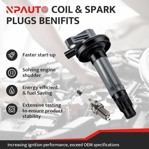 NPAUTO Ignition Coil Pack and Spark Plug fit for V6 3.5L 3.7L 2016 2017 Ford F150 F-150, 2017 2018 2019 Ford Explorer, Edge Mustang Flex, Lincoln MKX MKT Continental, UF823 in Saudi Arabia