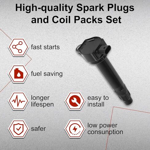 4pcs UF557 Ignition Coil Pack + 4pcs ZFR5FGP Iridium Spark Plugs for Dodge Journey Caliber & Jeep Compass Patriot L4 2L 2.4L 2007-2013 Coil Pack Set OE# 5C1644 CUF557 C1587 4606824AB in Saudi Arabia