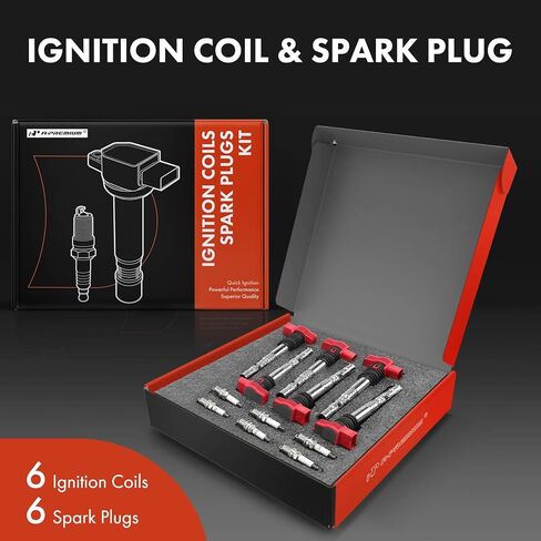 A-Premium Set of 6 Ignition Coil Pack and Iridium Spark Plugs Compatible with Audi A4 2002-2005, A4 Quattro 2002-2006, A6 2002-2003, A6 Quattro 2002 2004, 3.0L in Saudi Arabia