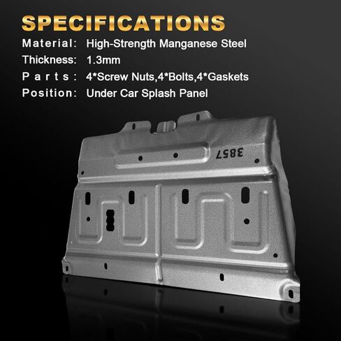 Upgrade Manganese Steel Chassis Splash Panel Shield Under Diaper Compatible with 2015-2020 Ford F150 with Gasoline Engine, Replace OE ML3Z-7222-D, Underbody Shield Not Fit Raptor Model/3.0L Diesel in Kuwait