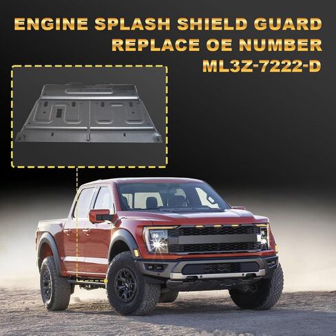 Upgrade Manganese Steel Chassis Splash Panel Shield Under Diaper Compatible with 2015-2020 Ford F150 with Gasoline Engine, Replace OE ML3Z-7222-D, Underbody Shield Not Fit Raptor Model/3.0L Diesel in Kuwait