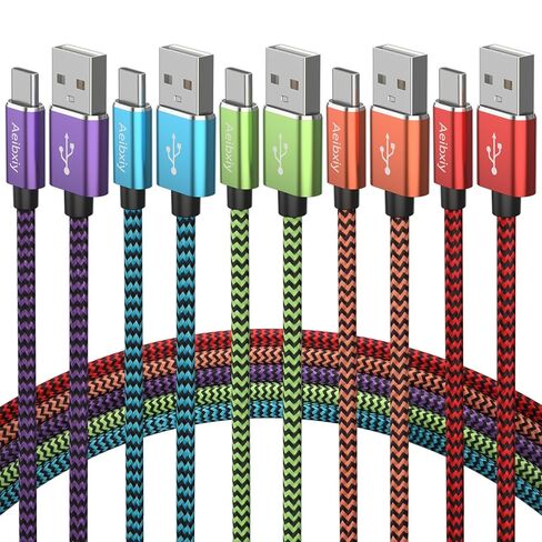 كابل USB C بطول 10 أقدام 5 قطع من كابل شحن من النوع C، USB A إلى USB C شحن سلك شحن مجدول من النايلون لهاتف Samsung Galaxy S20 S10 S9، A11 A20، Note 10 9 8، شاحن USB من النوع C in Kuwait