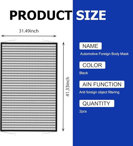 2 PCS Front Hood Grille Protection Mesh, Air Intake Dustproof Net with 4 Hooks, 41.33In x 31.49In High-density Net Protector, Universal for Most Cars, Trucks, SUVs (Black) in Saudi Arabia