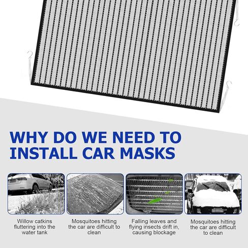 2 PCS Front Hood Grille Protection Mesh, Air Intake Dustproof Net with 4 Hooks, 41.33In x 31.49In High-density Net Protector, Universal for Most Cars, Trucks, SUVs (Black) in Saudi Arabia