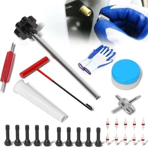 KJE Tire Valve Stem Quick Replacement Tool Kit, Tire Stem Removal Tool, Valve Stem Installation Tool, Tire Valve Stem Tool for Replacing Leaky Valves in Cars,Trucks,ATVs,etc.with TR413/TR414 in Saudi Arabia