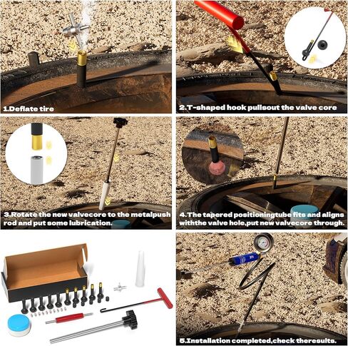 KJE Tire Valve Stem Quick Replacement Tool Kit, Tire Stem Removal Tool, Valve Stem Installation Tool, Tire Valve Stem Tool for Replacing Leaky Valves in Cars,Trucks,ATVs,etc.with TR413/TR414 in Saudi Arabia