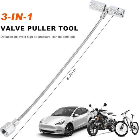 Valve Stem Installation Fishing Tool, 3 in 1 Tire Plug Core Remover Wheel Stems Fishing Tool, Multifunction Car Valve Stem Puller Plug Core Repair Tools, Car Accessories in Saudi Arabia