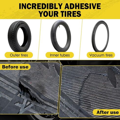 250ml Vulcanizing Cement, Rubber Cement Tire Repair, Fast-Drying, Waterproof All Purpose Rubber Cement Glue with Brush for Car, Motorcycle, Bike, Clear in Kuwait