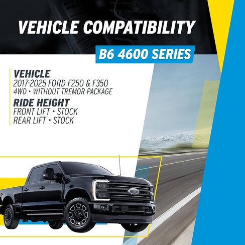 مجموعة بيلشتاين من الصدمات الأمامية والخلفية B6 4600 Series المتوافقة مع 2017-2025 F250/F350 4WD بدون حزمة Tremor مع رفع 0 بوصة | سهولة التركيب | أداء سلس in Saudi Arabia