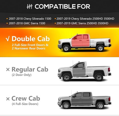Double Cab Running Boards Compatible with 2007-2018 Chevrolet Silverado & GMC Sierra 1500, 2007-2019 Chevy Silverado & GMC Sierra 2500 3500 HD Extended Cab, Two Stairs Design Side Step Nerf Bar in Kuwait