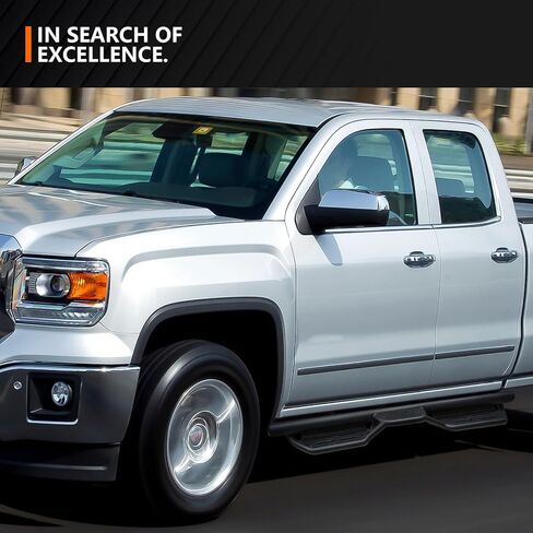 Double Cab Running Boards Compatible with 2007-2018 Chevrolet Silverado & GMC Sierra 1500, 2007-2019 Chevy Silverado & GMC Sierra 2500 3500 HD Extended Cab, Two Stairs Design Side Step Nerf Bar in Kuwait