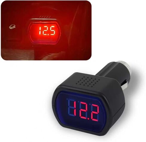 12V Cigarette Lighter Voltage Meter,Car Battery Voltage Meter with LED Digital Display for Monitoring Voltages Status,Plug & Play Cigarette Lighter Voltmeter Car Accessories in Kuwait