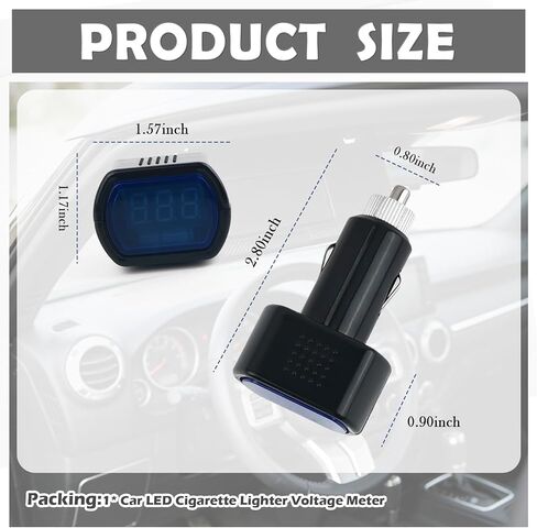 12V Cigarette Lighter Voltage Meter,Car Battery Voltage Meter with LED Digital Display for Monitoring Voltages Status,Plug & Play Cigarette Lighter Voltmeter Car Accessories in Kuwait