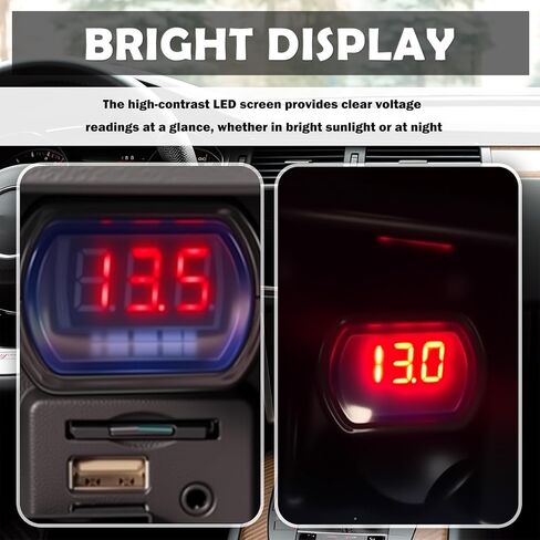 12V Cigarette Lighter Voltage Meter,Car Battery Voltage Meter with LED Digital Display for Monitoring Voltages Status,Plug & Play Cigarette Lighter Voltmeter Car Accessories in Kuwait