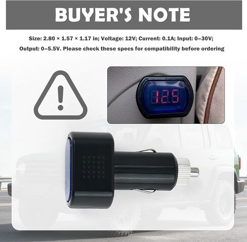 12V Cigarette Lighter Voltage Meter,Car Battery Voltage Meter with LED Digital Display for Monitoring Voltages Status,Plug & Play Cigarette Lighter Voltmeter Car Accessories in Kuwait