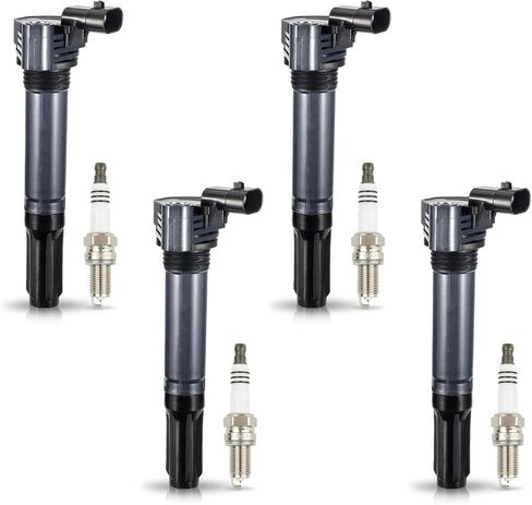 ENA Set of 4 Ignition Coil with 4 Iridium Spark Plug 2012 2013 2014 2015 2016 2017 Compatible with Fiat 500 1.4L Replacement for UF649 68070492AB 68070492AD 68070492AC 5308 in Saudi Arabia