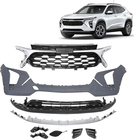 Front Bumper Cover Kit for 2024-2025 Chevy Trax LS/LT W/Bumper Brackets, Tow Hook, Grill & Fog Lamp Covers in Kuwait