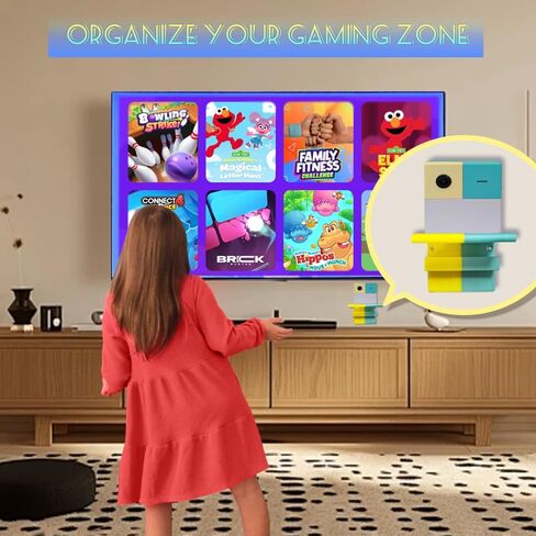 Wall-Mounted Stand Compatible with Nex Playground Console, 3D Printed Stand Hidden Remote Holder for Nex Playground Accessories for Family Gaming Setup, Mint Green Lemon Yellow in Saudi Arabia