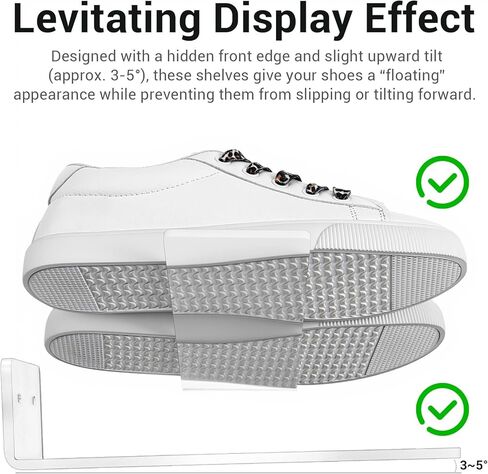 12 حزمة من أرفف الأحذية العائمة المصنوعة من الأكريليك الشفاف - رف عرض أحذية رياضية غير مرئي مثبت على الحائط لمجموعة الأحذية المرتفعة، سهل التركيب (يتضمن الأجهزة) in Kuwait