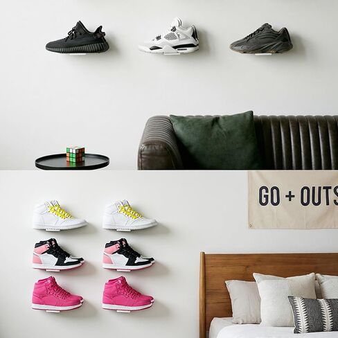 12 حزمة من أرفف الأحذية العائمة المصنوعة من الأكريليك الشفاف - رف عرض أحذية رياضية غير مرئي مثبت على الحائط لمجموعة الأحذية المرتفعة، سهل التركيب (يتضمن الأجهزة) in Kuwait