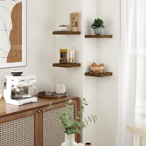 Fun Memories Floating Shelves for Wall 32 Inch Set of 3, Farmhouse Floating Shelves with Invisible Heavy Duty Bracket, 10 Inch Deep Bathroom Shelves for Storage, Living Room, Kitchen, Decor, Brown in Kuwait