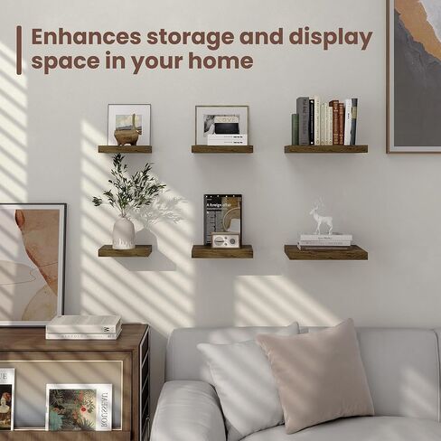 Fun Memories Floating Shelves for Wall 32 Inch Set of 3, Farmhouse Floating Shelves with Invisible Heavy Duty Bracket, 10 Inch Deep Bathroom Shelves for Storage, Living Room, Kitchen, Decor, Brown in Kuwait