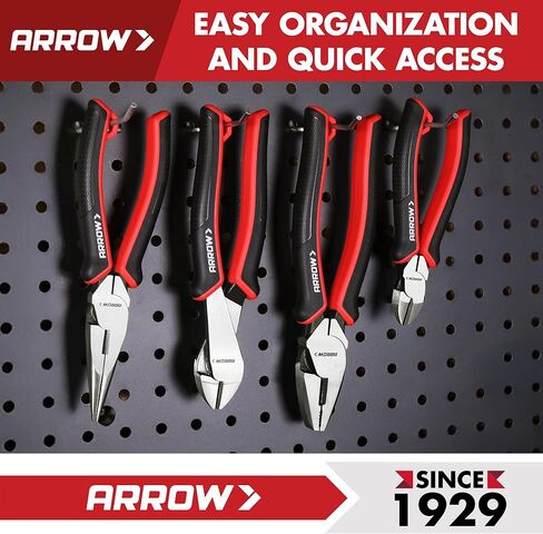 ARROW Linesman Pliers, 8-inch High Leverage Diagonal Pliers Tool with Comfortable TPR Handle, High Carbon Steel, Wire Cutter for Electric and Daily Use in Kuwait