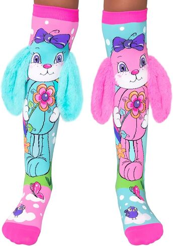 جوارب MADMIA Hunny Bunny بطول الركبة - جوارب ملونة للأطفال والكبار، هدية يوم جورب ممتعة ومجنونة in Kuwait