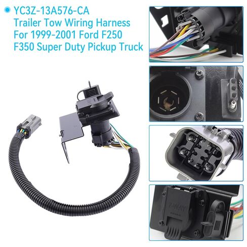 4 & 7 Pin Trailer Tow Wiring Harness Plug Fit for Ford F250 F350 Super Duty 1999 2000 2001, 4-Flat 7-Way Trailer Hitch Adapter Connector Assembly Replace YC3Z-13A576-CA in Kuwait