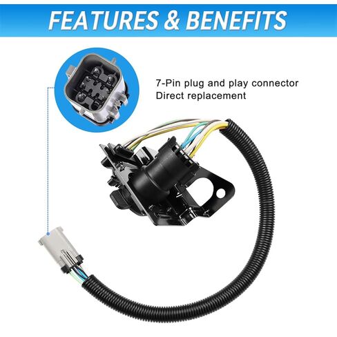 4 & 7 Pin Trailer Tow Wiring Harness Plug Fit for Ford F250 F350 Super Duty 1999 2000 2001, 4-Flat 7-Way Trailer Hitch Adapter Connector Assembly Replace YC3Z-13A576-CA in Kuwait