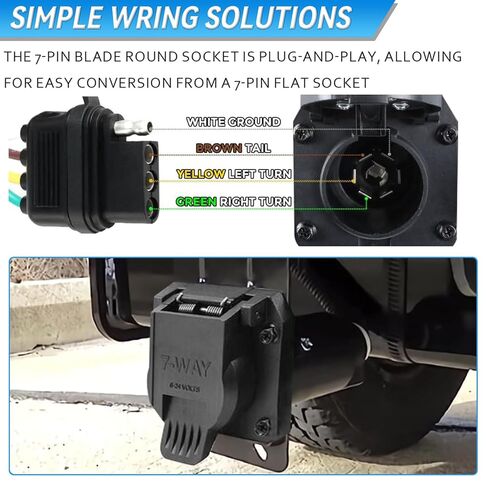 4 & 7 Pin Trailer Tow Wiring Harness Plug Fit for Ford F250 F350 Super Duty 1999 2000 2001, 4-Flat 7-Way Trailer Hitch Adapter Connector Assembly Replace YC3Z-13A576-CA in Kuwait