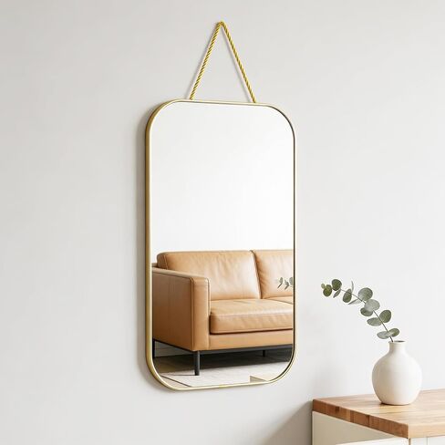 Gold Rectangular Wall Mirror, 15.6x9.2 Inch Modern Decorative Wall Mirror, Suitable for Bathrooms, Hallways, Entryways, and Other Spaces(15.6x9.2 inch) (Gold) in Saudi Arabia