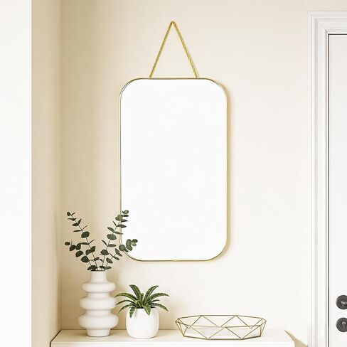 Gold Rectangular Wall Mirror, 15.6x9.2 Inch Modern Decorative Wall Mirror, Suitable for Bathrooms, Hallways, Entryways, and Other Spaces(15.6x9.2 inch) (Gold) in Saudi Arabia
